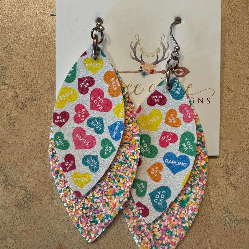 - Valentineโs Day print earrings by Averee Grace Designs. Boutique
